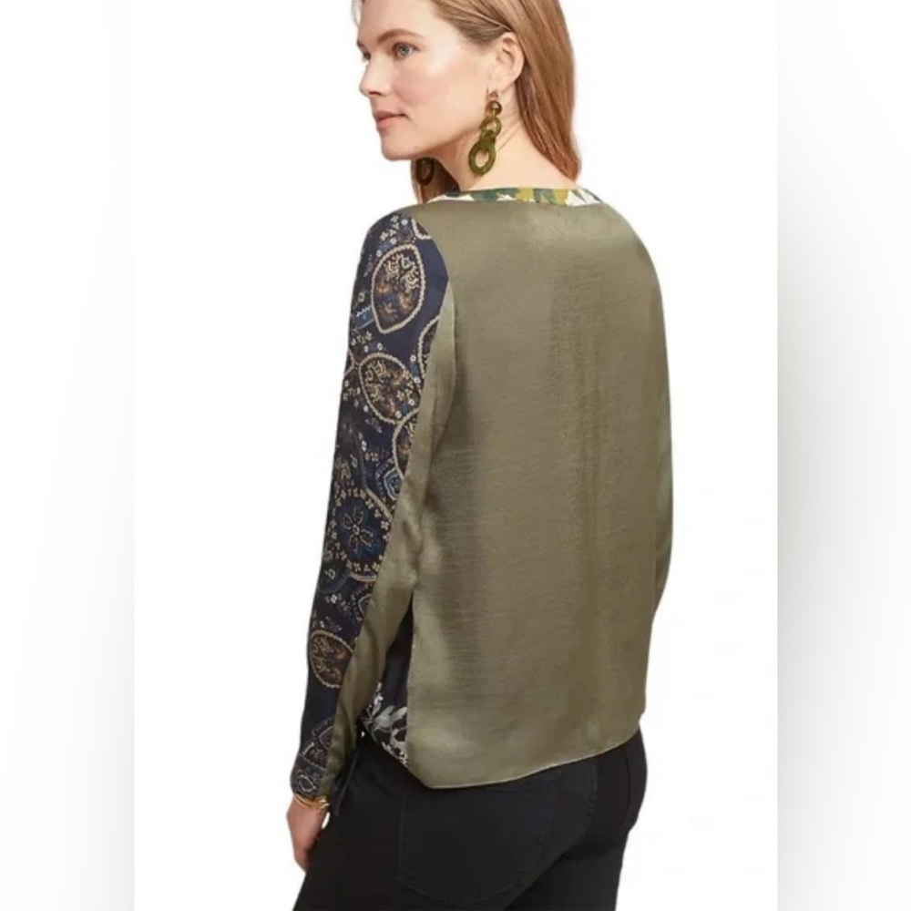 Anthropologie Tiny Patchwork Blooms Tie Waist Blo… - image 2